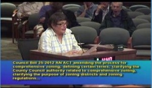 Cathy Hudson, HCCA President testifying at June 18 County Council Public Hearing