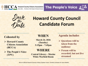 Howard County Council Candidate Forum Flyer